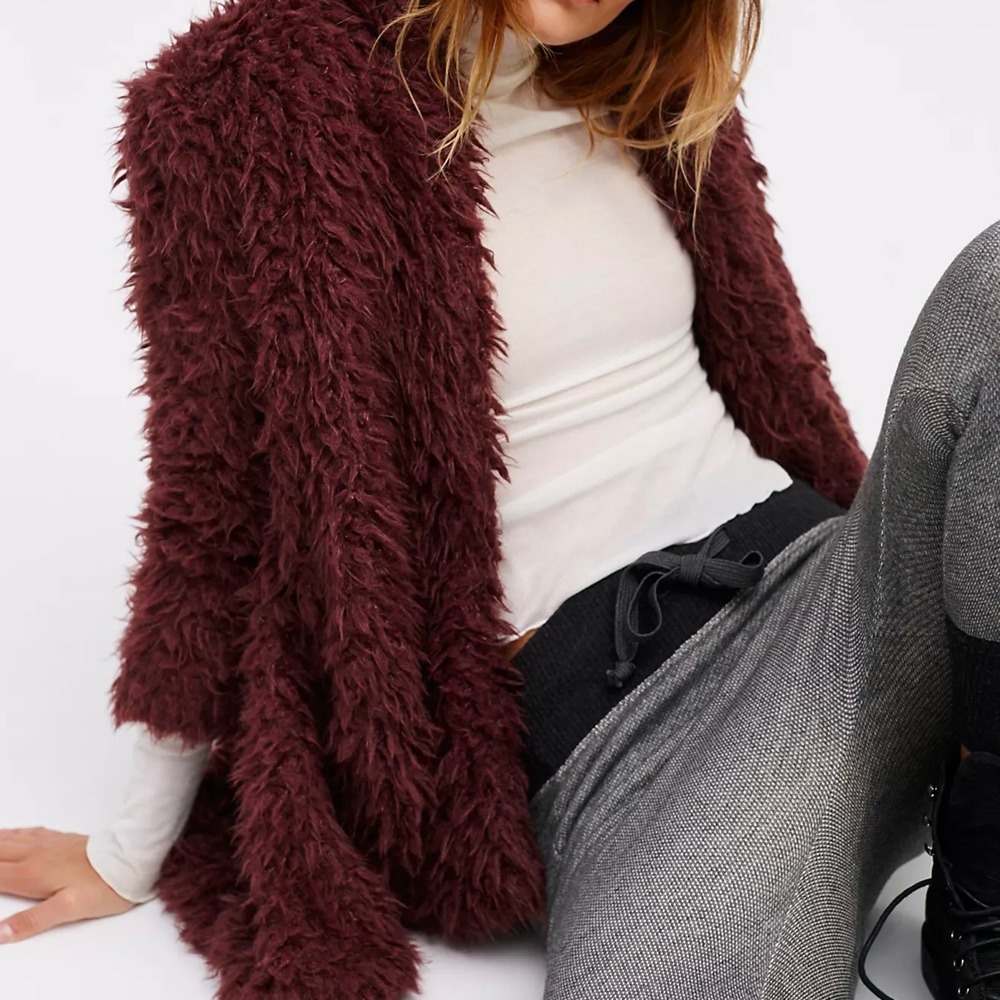 FP Flared & Fluffy Shaggy Open High Low Coat - Women's S